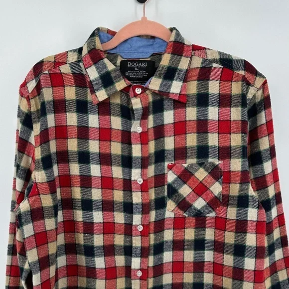 Bogari Grunge Gorpcore Outdoor Multicolor Plaid Casual Flannel Shirt SzL - Picture 4 of 13